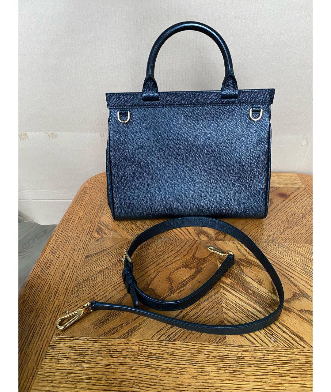 DOLCE&GABBANA Черная кожаная сумка с короткими ручками, фото 2