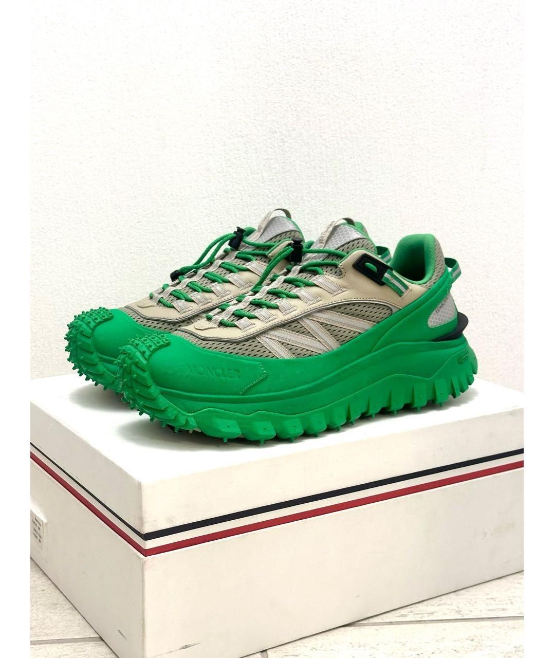 MONCLER Зеленые текстильные кроссовки, фото 2