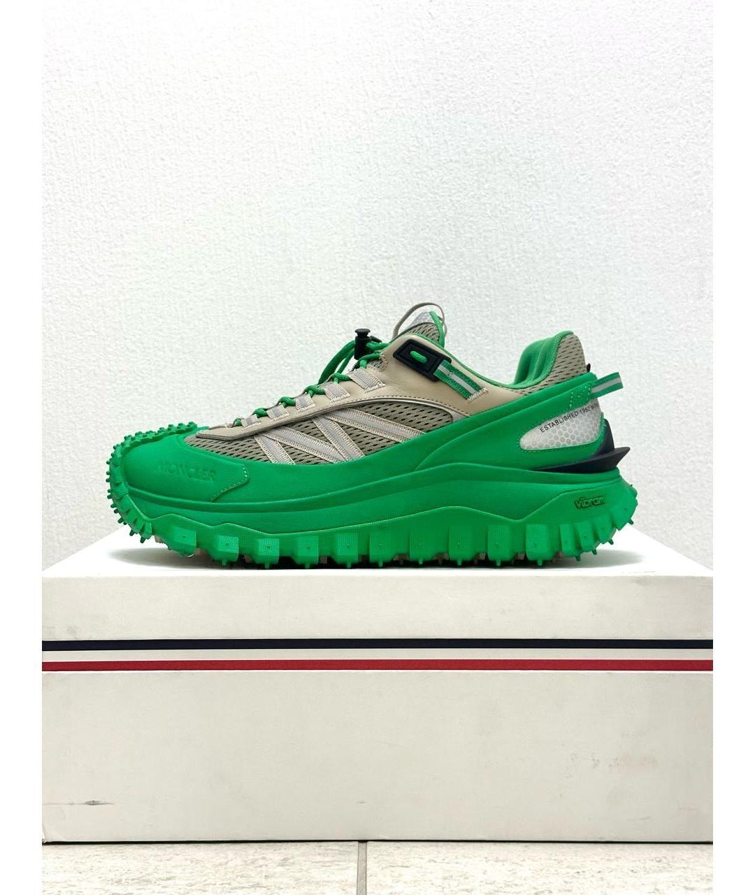 MONCLER Зеленые текстильные кроссовки, фото 5