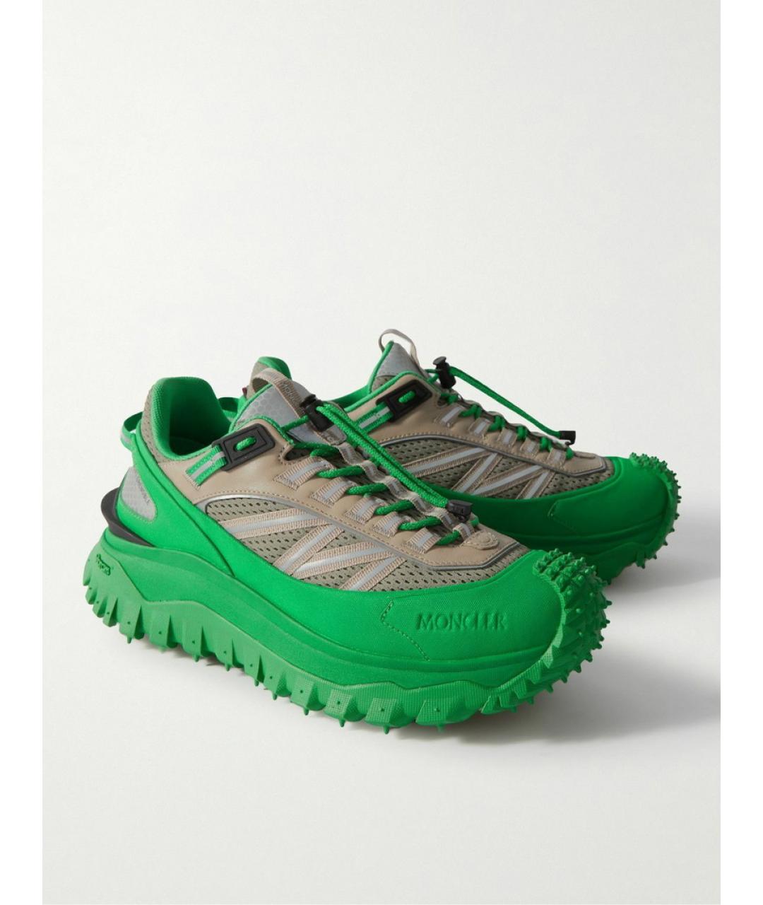 MONCLER Зеленые текстильные кроссовки, фото 9