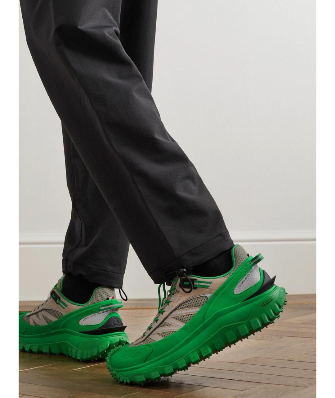 MONCLER Зеленые текстильные кроссовки, фото 6