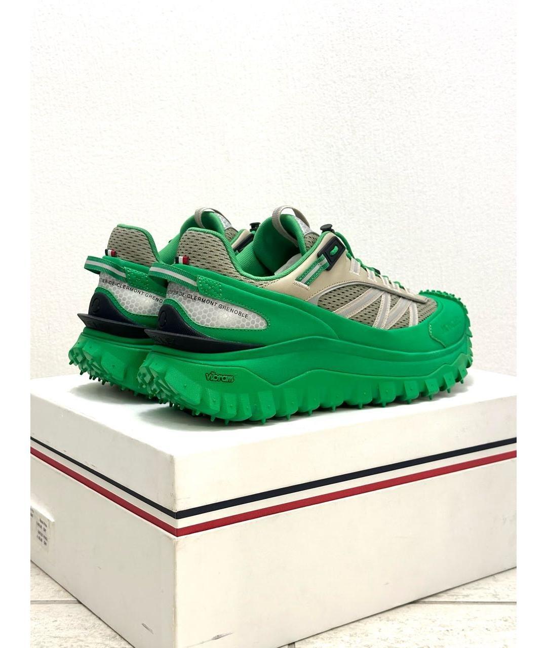 MONCLER Зеленые текстильные кроссовки, фото 4