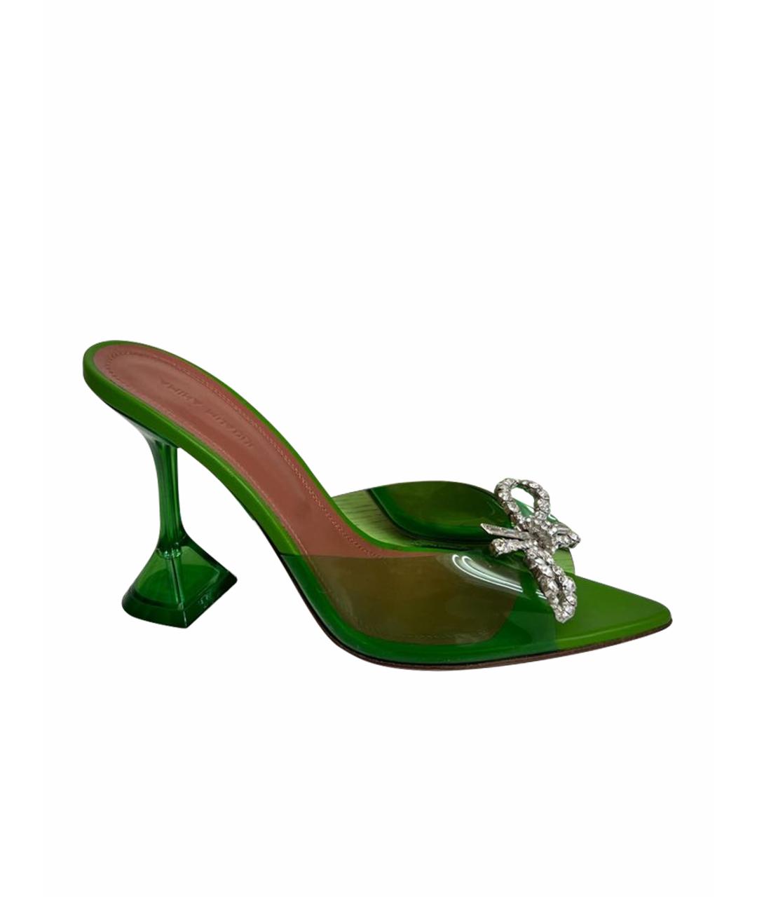 Amina Muaddi Зеленые мюли, фото 1
