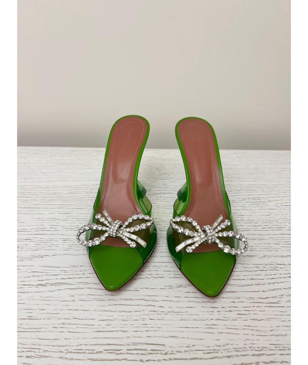 Amina Muaddi Зеленые мюли, фото 2