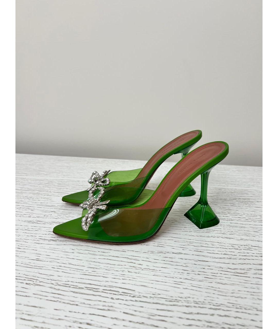 Amina Muaddi Зеленые мюли, фото 6