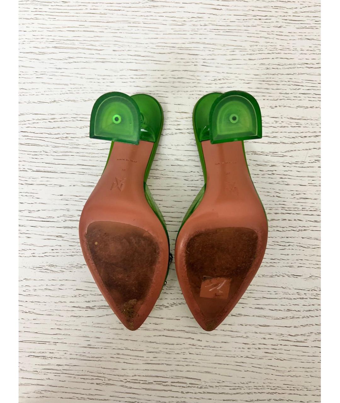 Amina Muaddi Зеленые мюли, фото 5