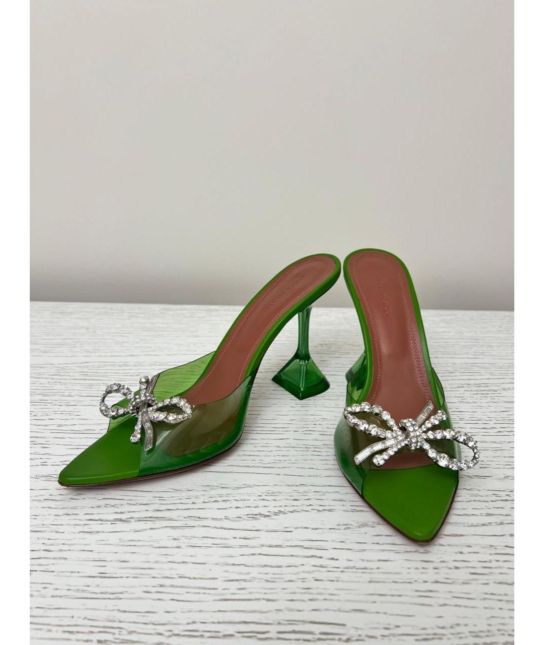 Amina Muaddi Зеленые мюли, фото 3