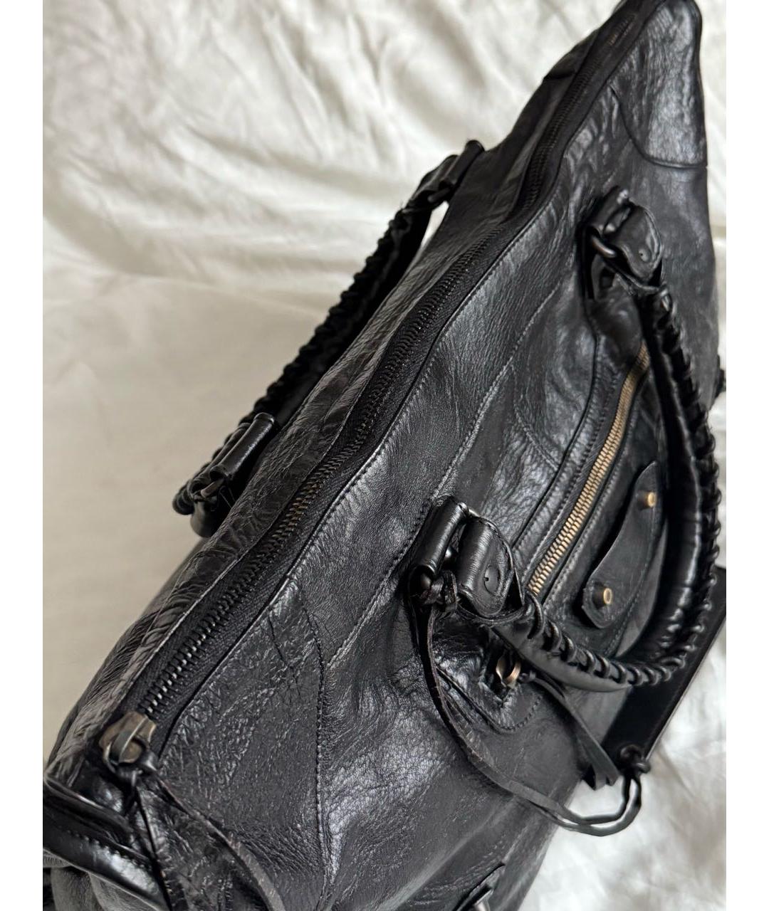 BALENCIAGA Черная кожаная сумка с короткими ручками, фото 5