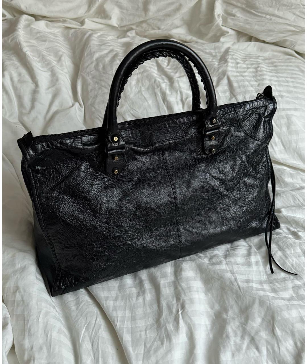 BALENCIAGA Черная кожаная сумка с короткими ручками, фото 2