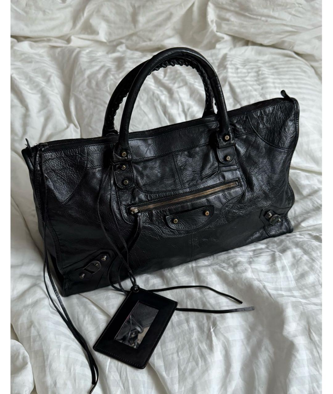 BALENCIAGA Черная кожаная сумка с короткими ручками, фото 9