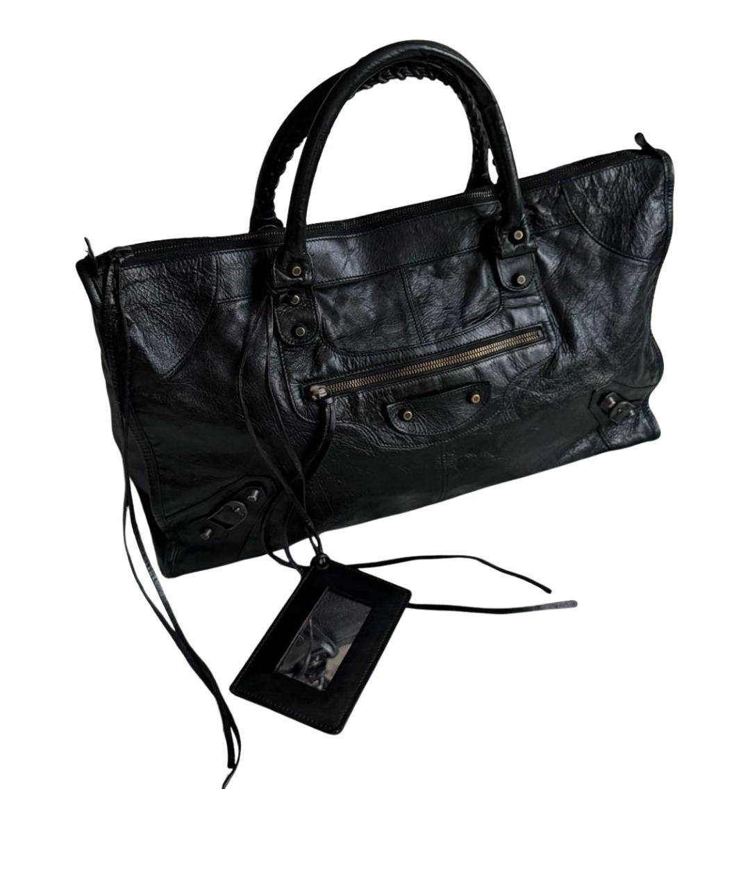 BALENCIAGA Черная кожаная сумка с короткими ручками, фото 1