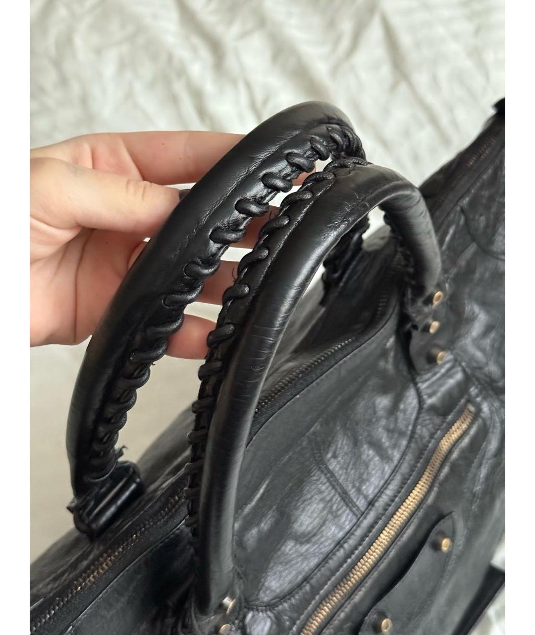 BALENCIAGA Черная кожаная сумка с короткими ручками, фото 3