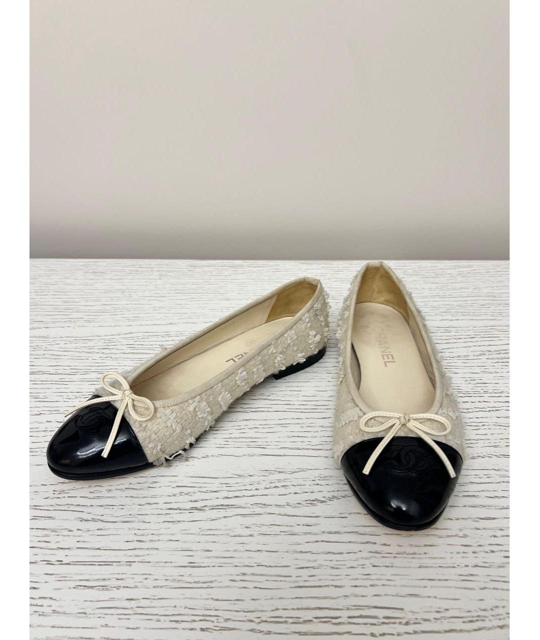 CHANEL Белые кожаные балетки, фото 2