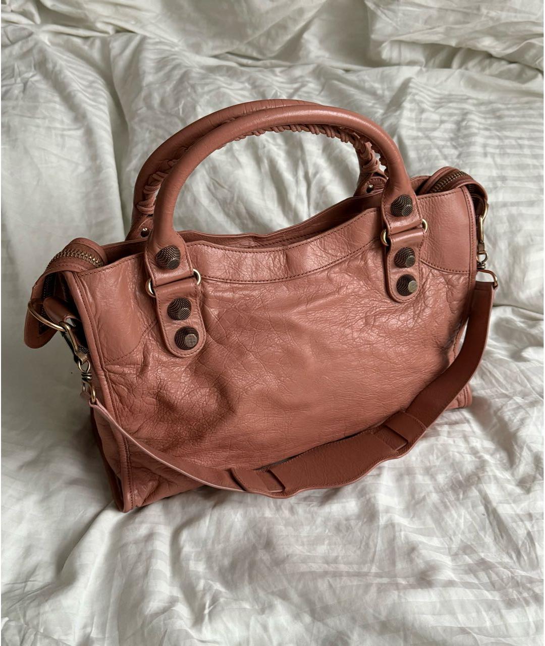 BALENCIAGA Коралловая кожаная сумка с короткими ручками, фото 2