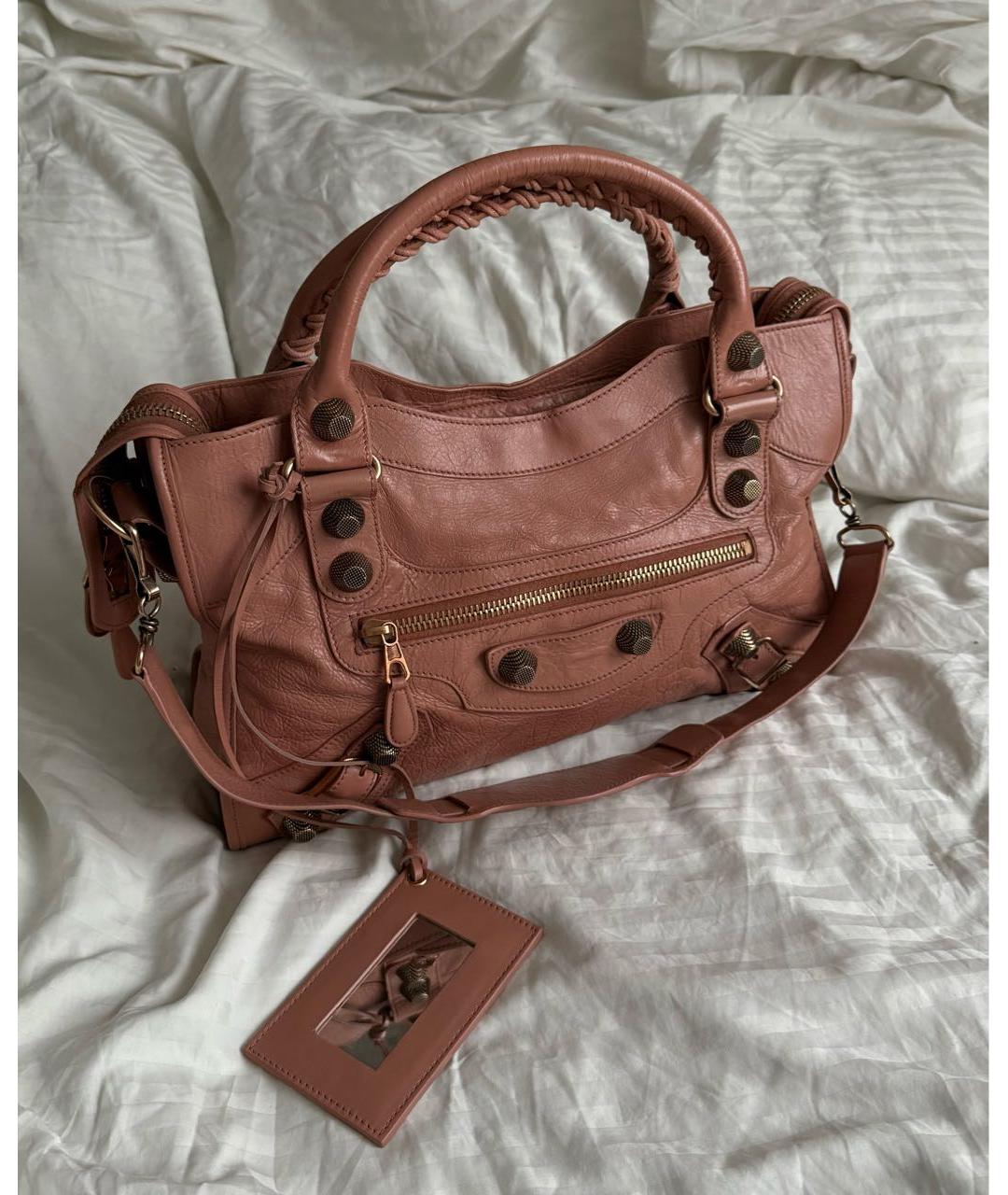 BALENCIAGA Коралловая кожаная сумка с короткими ручками, фото 9