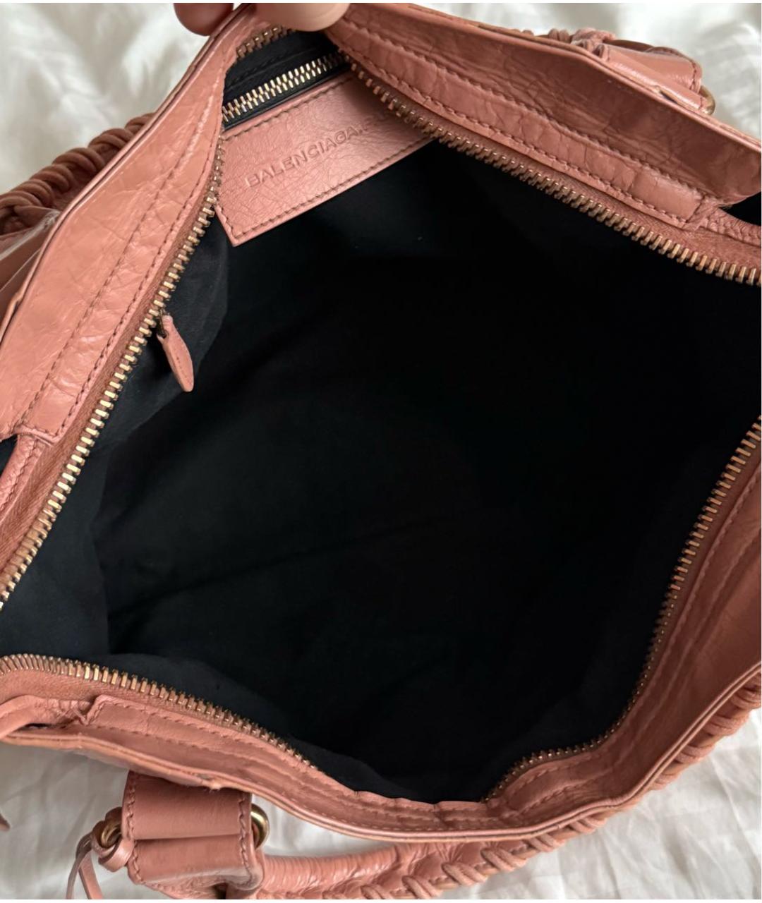 BALENCIAGA Коралловая кожаная сумка с короткими ручками, фото 8