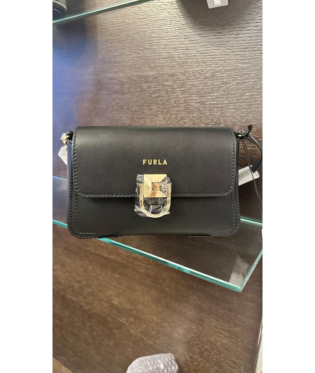 FURLA Черная кожаная сумка через плечо, фото 9