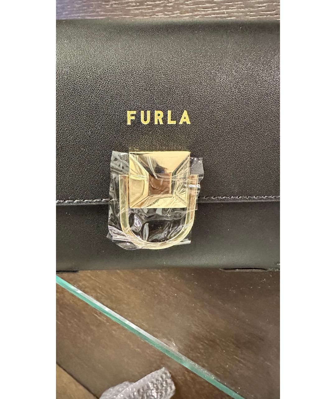 FURLA Черная кожаная сумка через плечо, фото 8