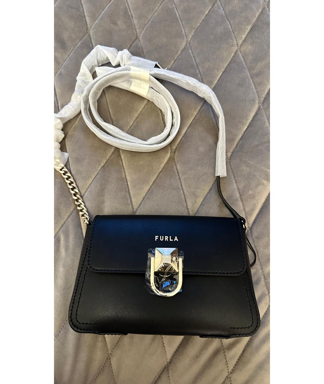 FURLA Черная кожаная сумка через плечо, фото 7