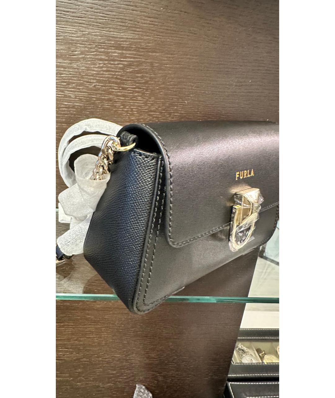 FURLA Черная кожаная сумка через плечо, фото 2