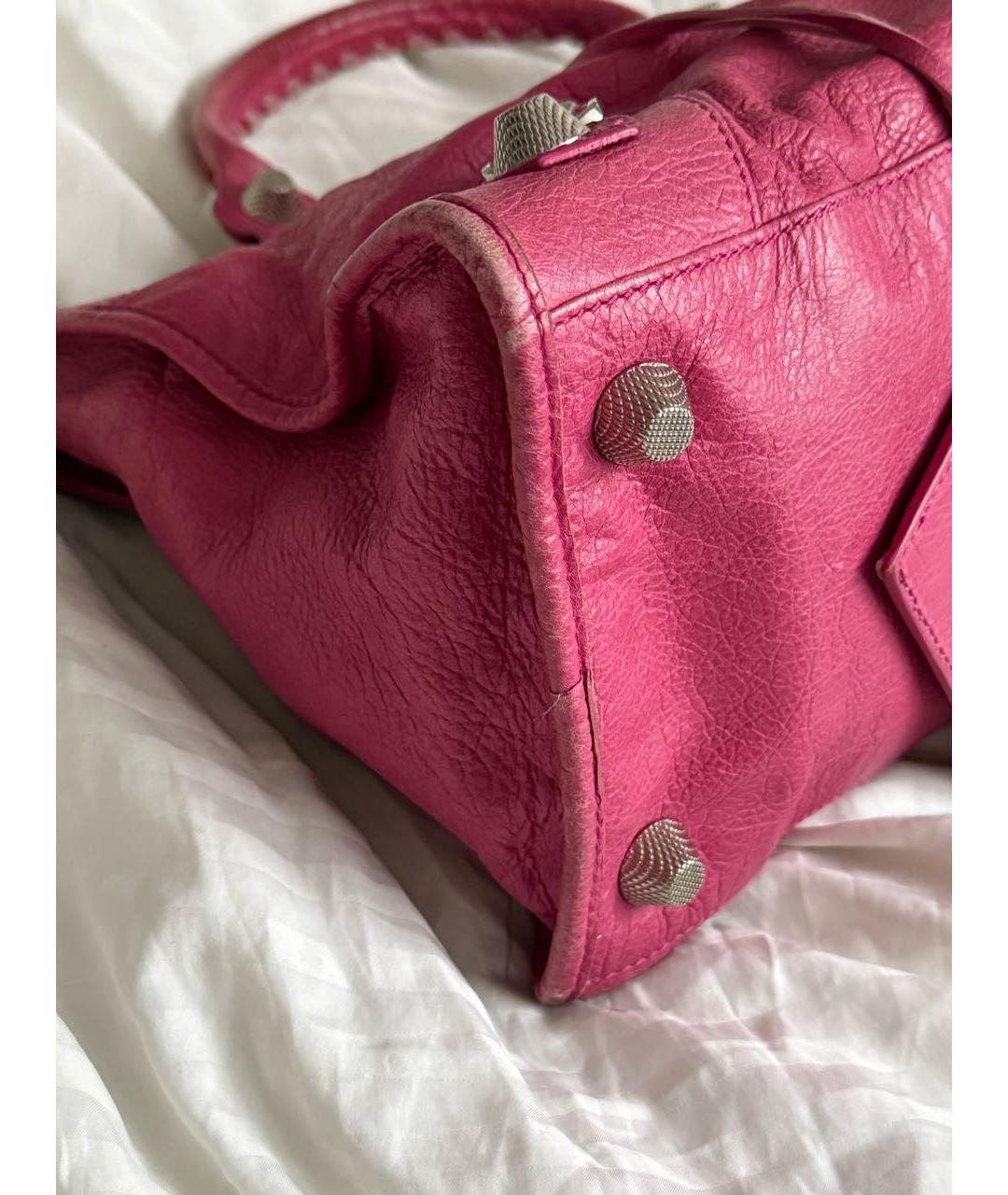 BALENCIAGA Розовая кожаная сумка с короткими ручками, фото 6