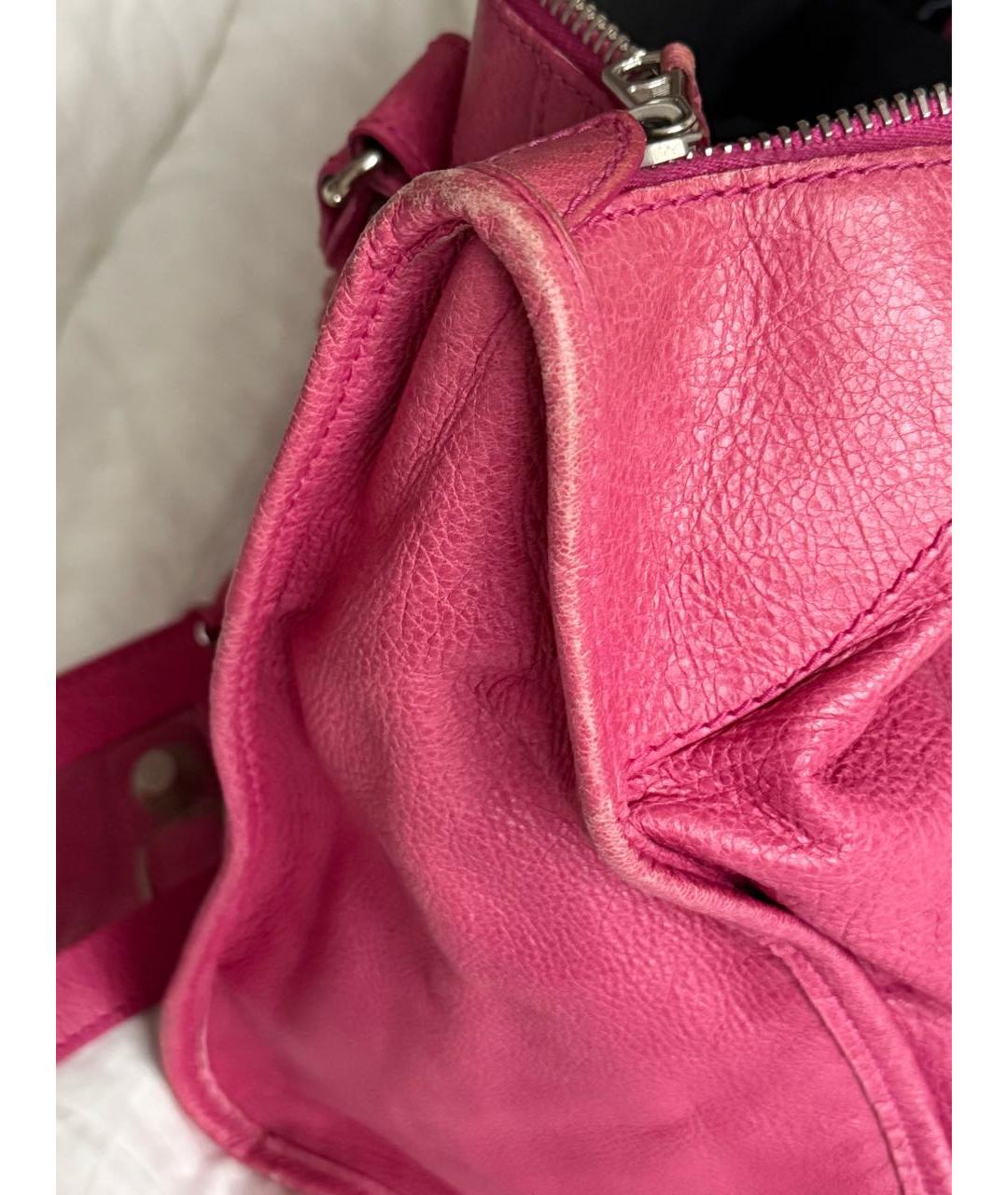 BALENCIAGA Розовая кожаная сумка с короткими ручками, фото 7
