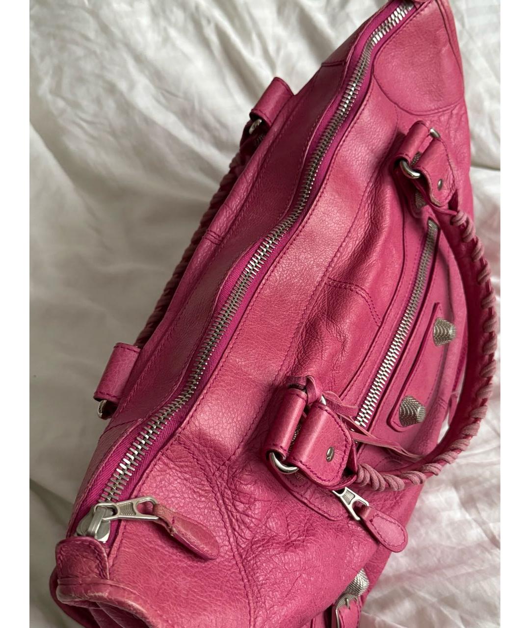 BALENCIAGA Розовая кожаная сумка с короткими ручками, фото 3