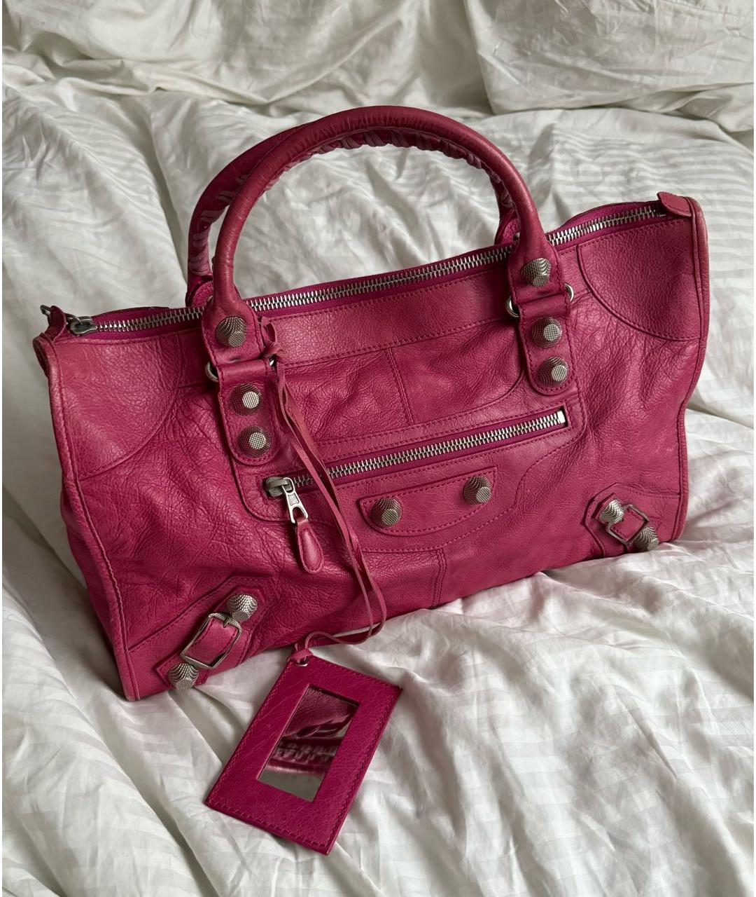 BALENCIAGA Розовая кожаная сумка с короткими ручками, фото 9