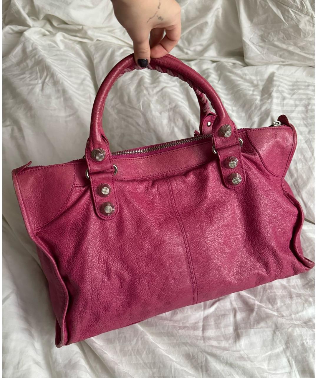 BALENCIAGA Розовая кожаная сумка с короткими ручками, фото 2