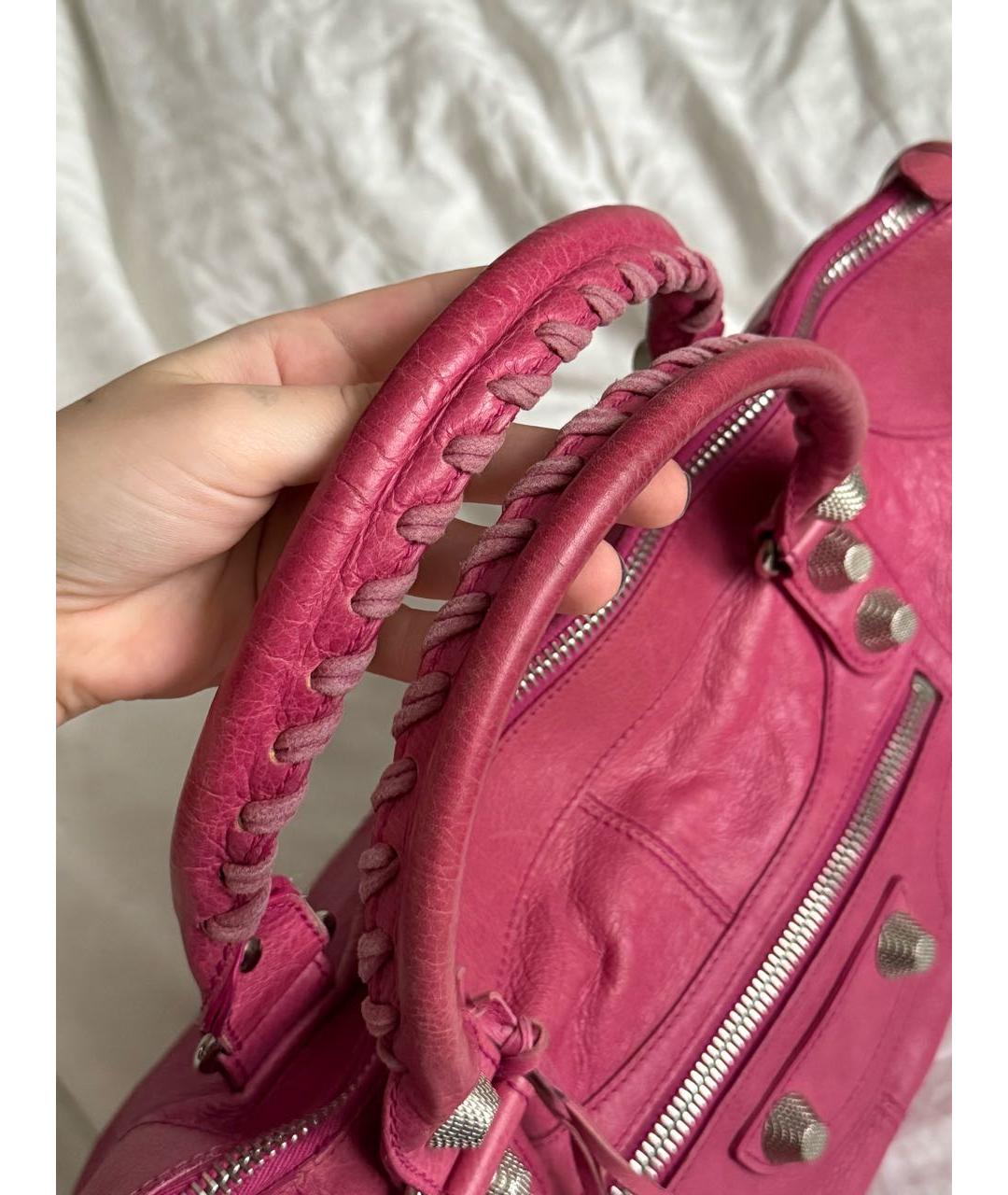 BALENCIAGA Розовая кожаная сумка с короткими ручками, фото 4