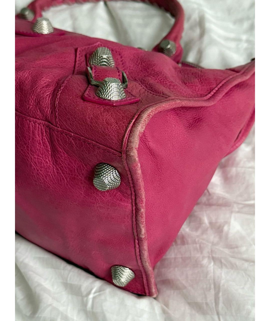 BALENCIAGA Розовая кожаная сумка с короткими ручками, фото 5