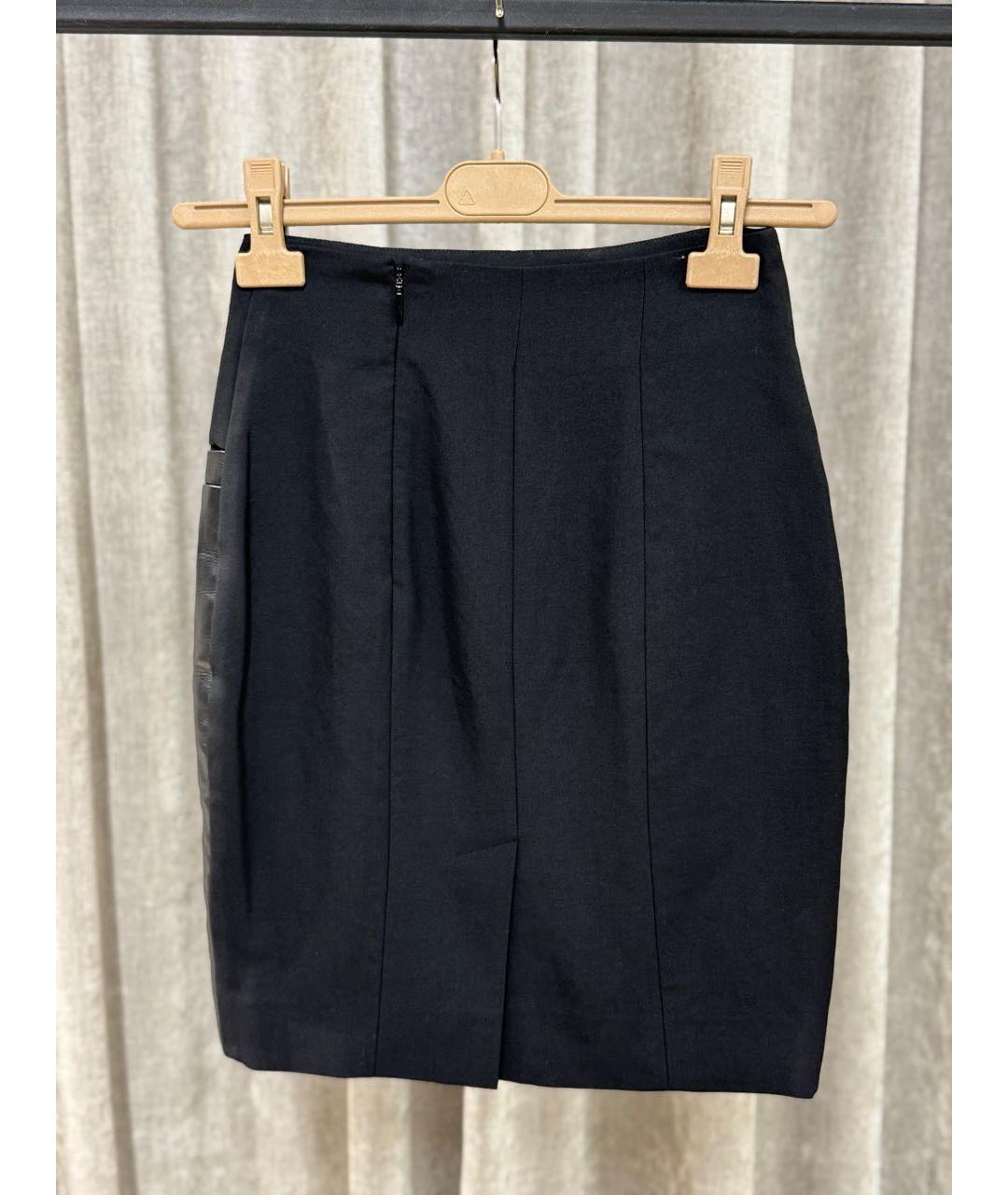 SAINT LAURENT Черная шерстяная юбка мини, фото 2