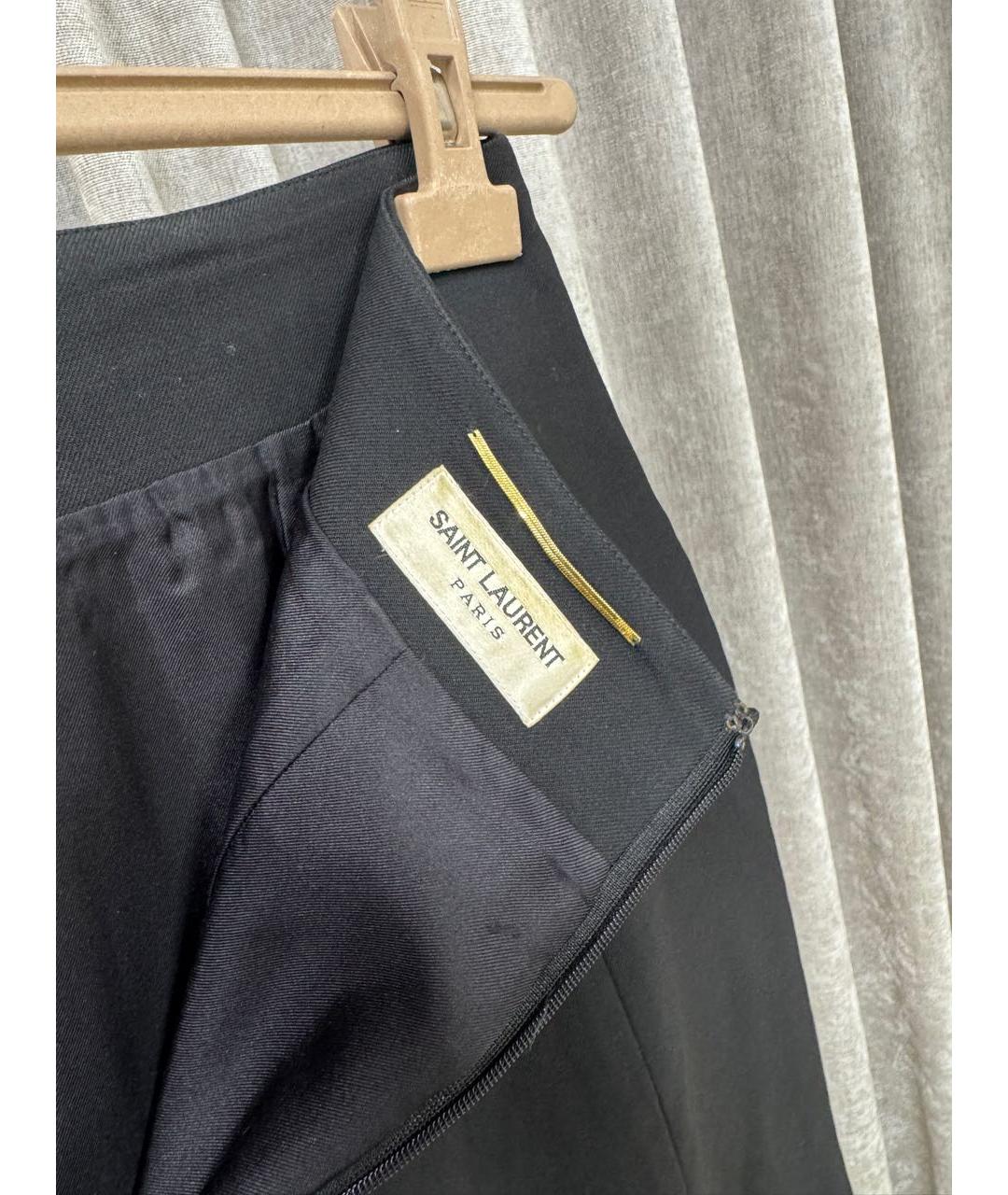 SAINT LAURENT Черная шерстяная юбка мини, фото 3