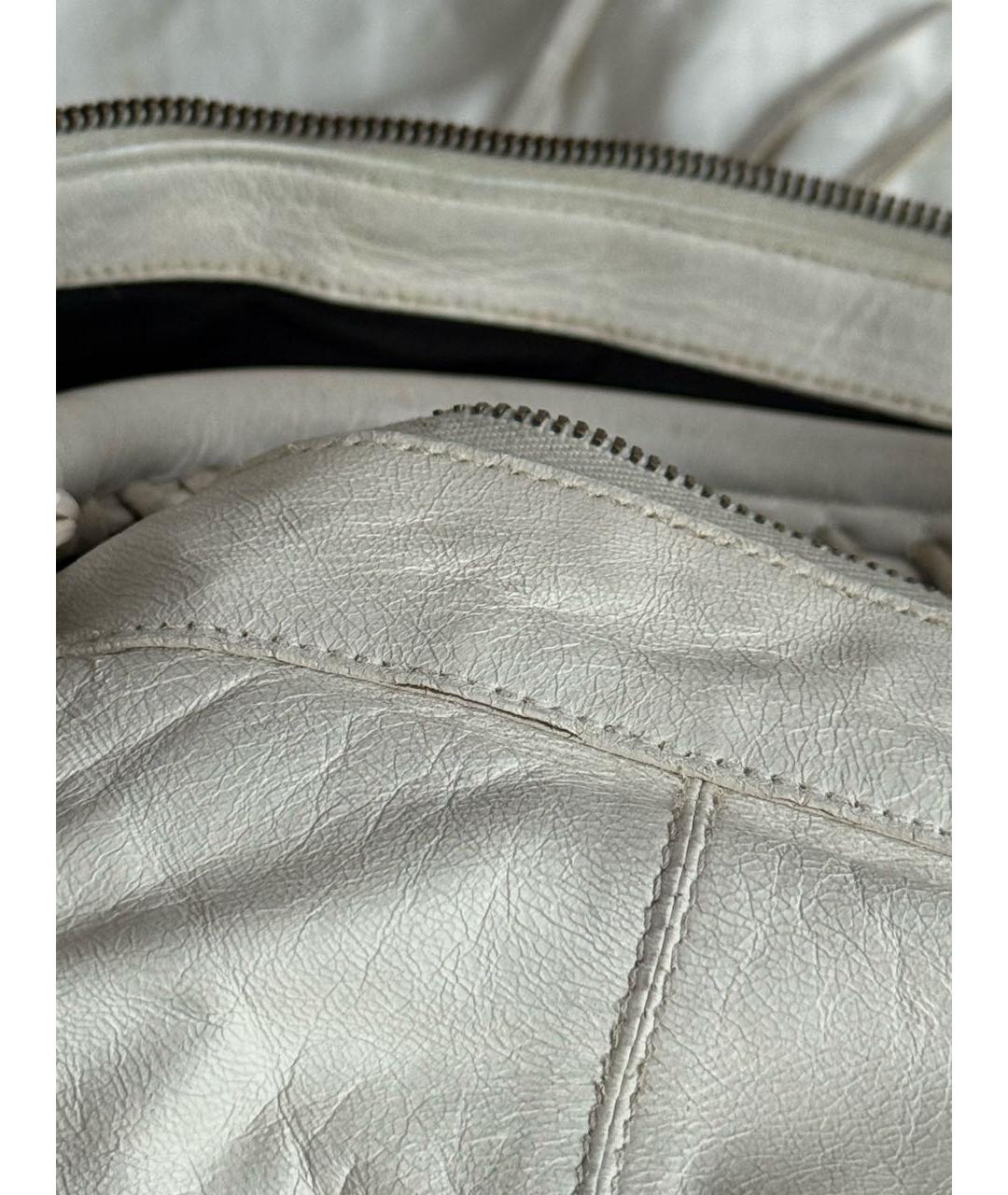 BALENCIAGA Белая кожаная сумка с короткими ручками, фото 6