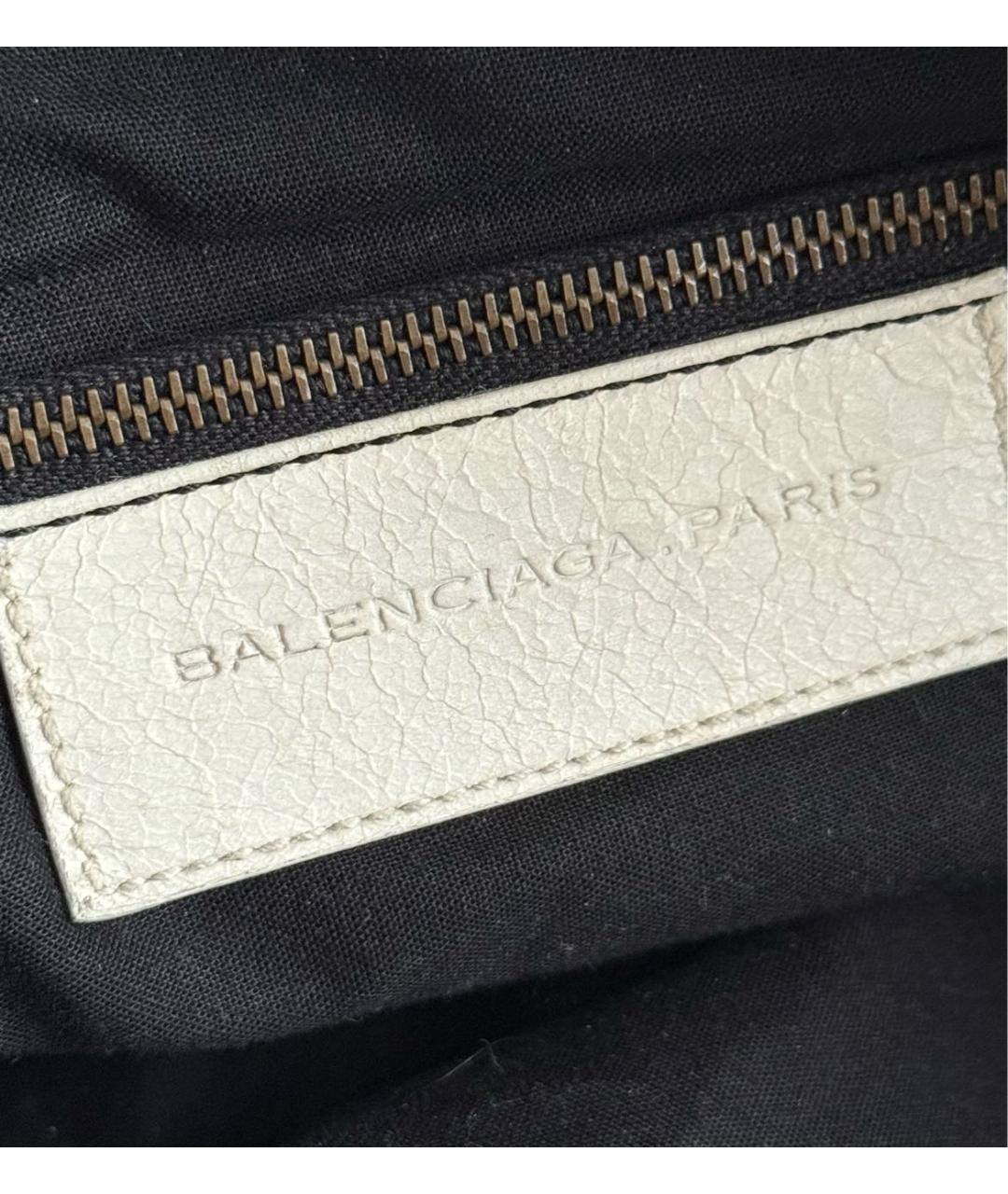 BALENCIAGA Белая кожаная сумка с короткими ручками, фото 7