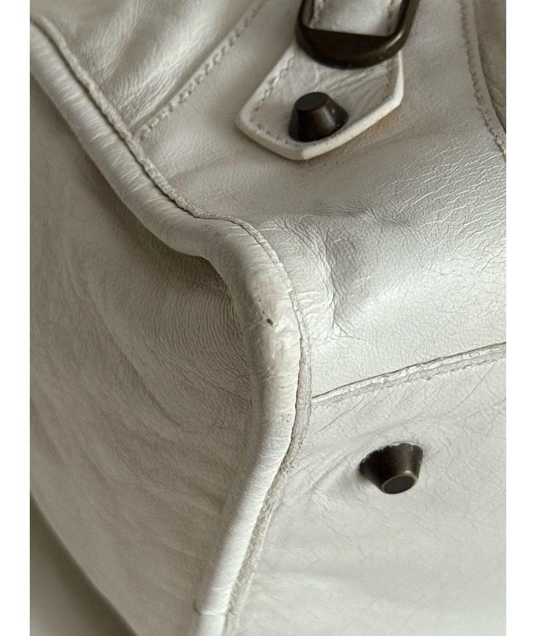 BALENCIAGA Белая кожаная сумка с короткими ручками, фото 5
