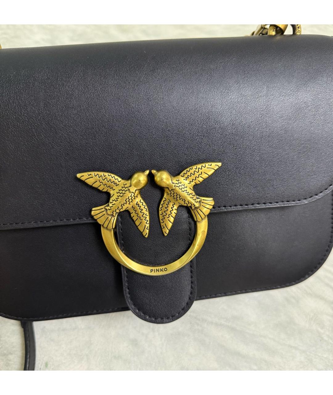 PINKO Черная кожаная сумка через плечо, фото 5