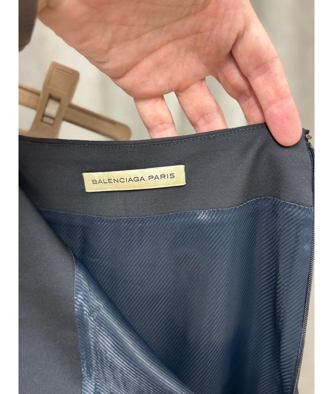 BALENCIAGA Черная шерстяная юбка мини, фото 3