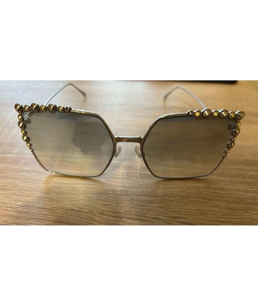 FENDI Серые металлические солнцезащитные очки, фото 4