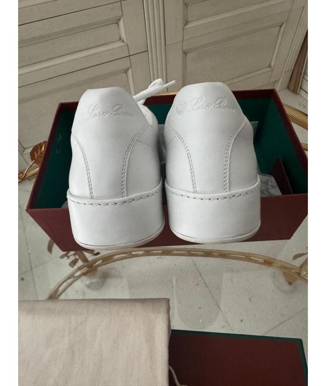 LORO PIANA Белые кожаные кеды, фото 4