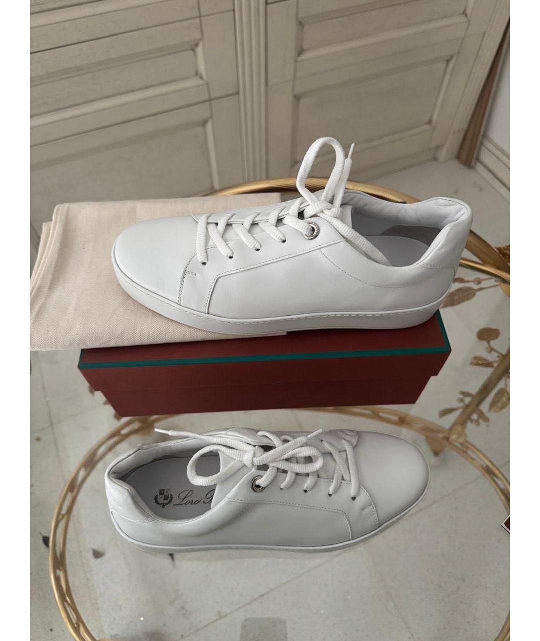 LORO PIANA Белые кожаные кеды, фото 2