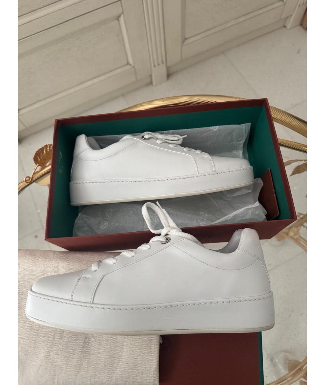 LORO PIANA Белые кожаные кеды, фото 7