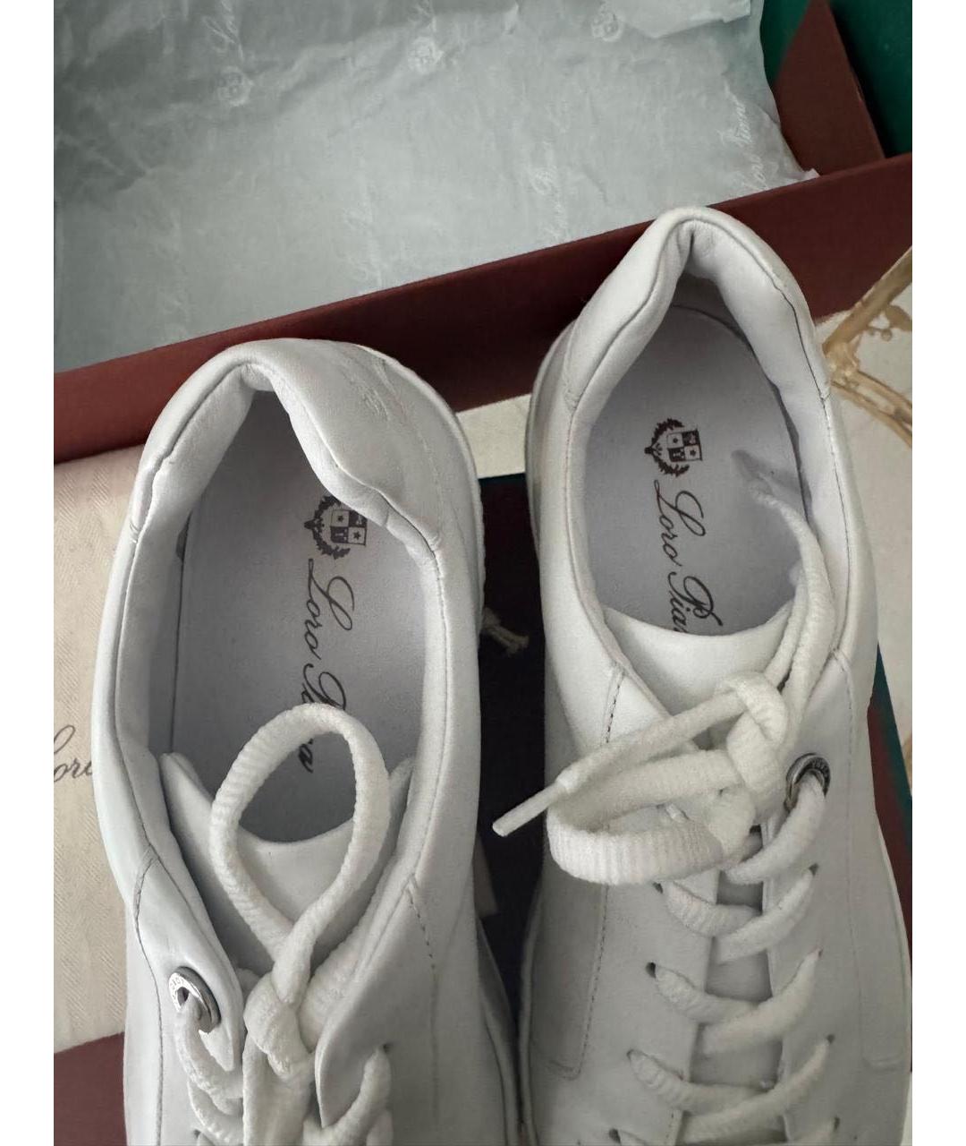 LORO PIANA Белые кожаные кеды, фото 3