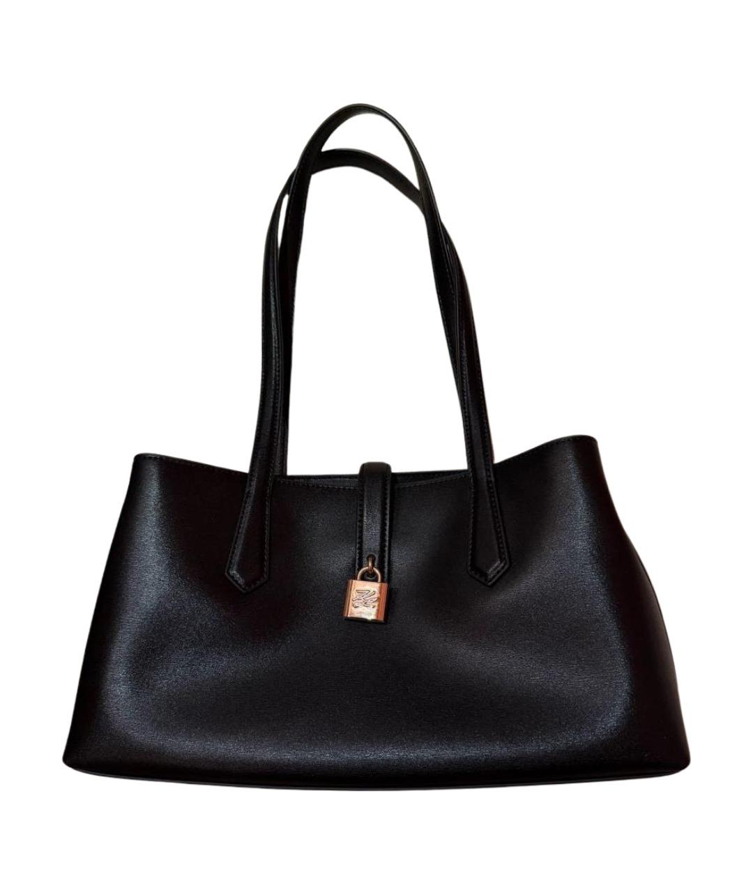 KARL LAGERFELD Черная кожаная сумка с короткими ручками, фото 1