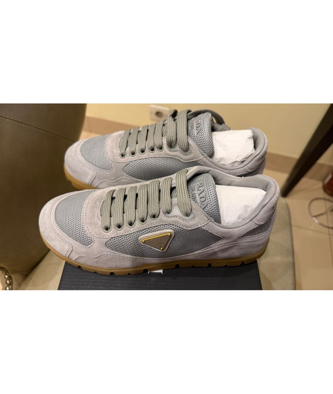 PRADA Голубые замшевые кроссовки, фото 5