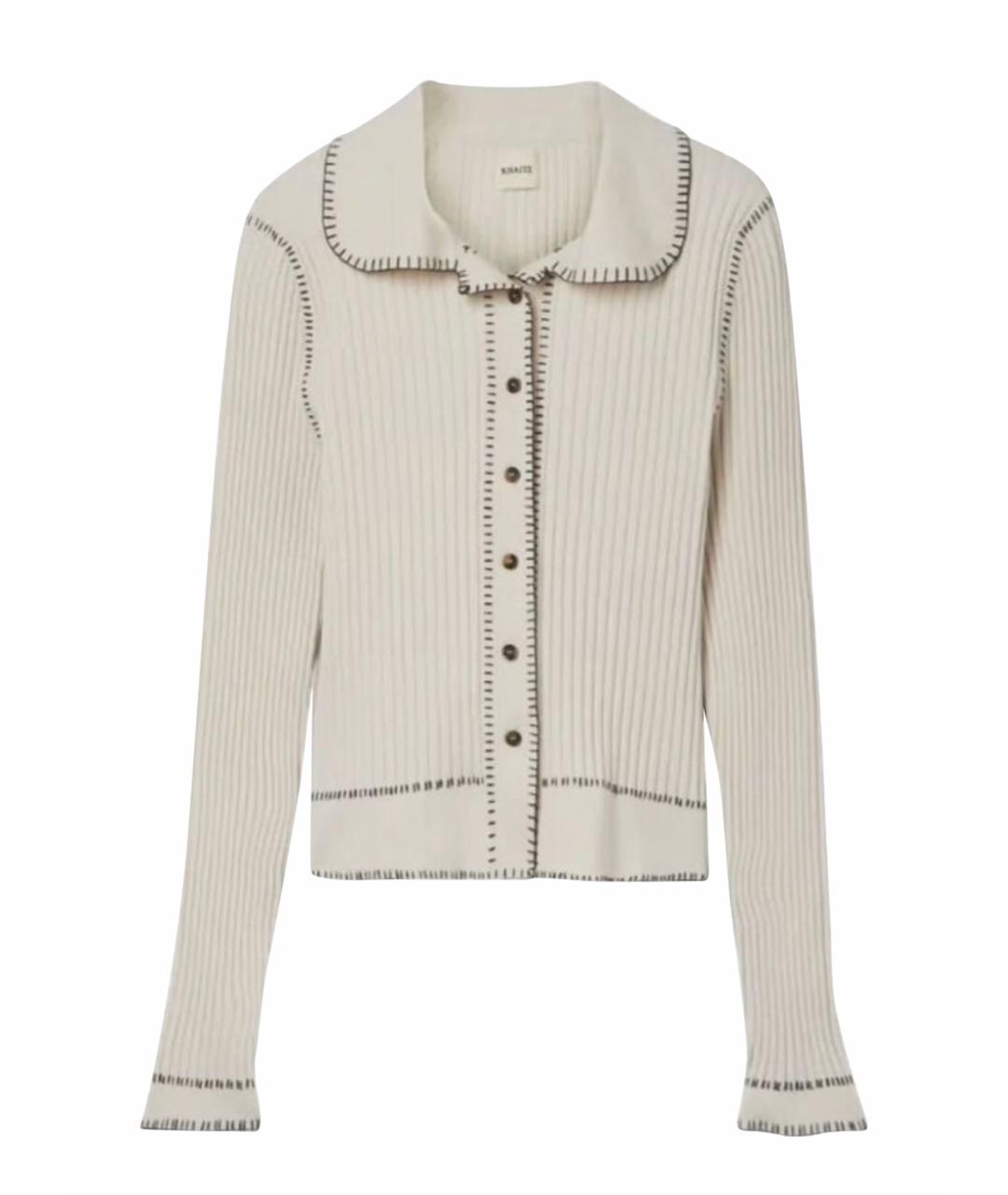 KHAITE Бежевый шерстяной кардиган, фото 1