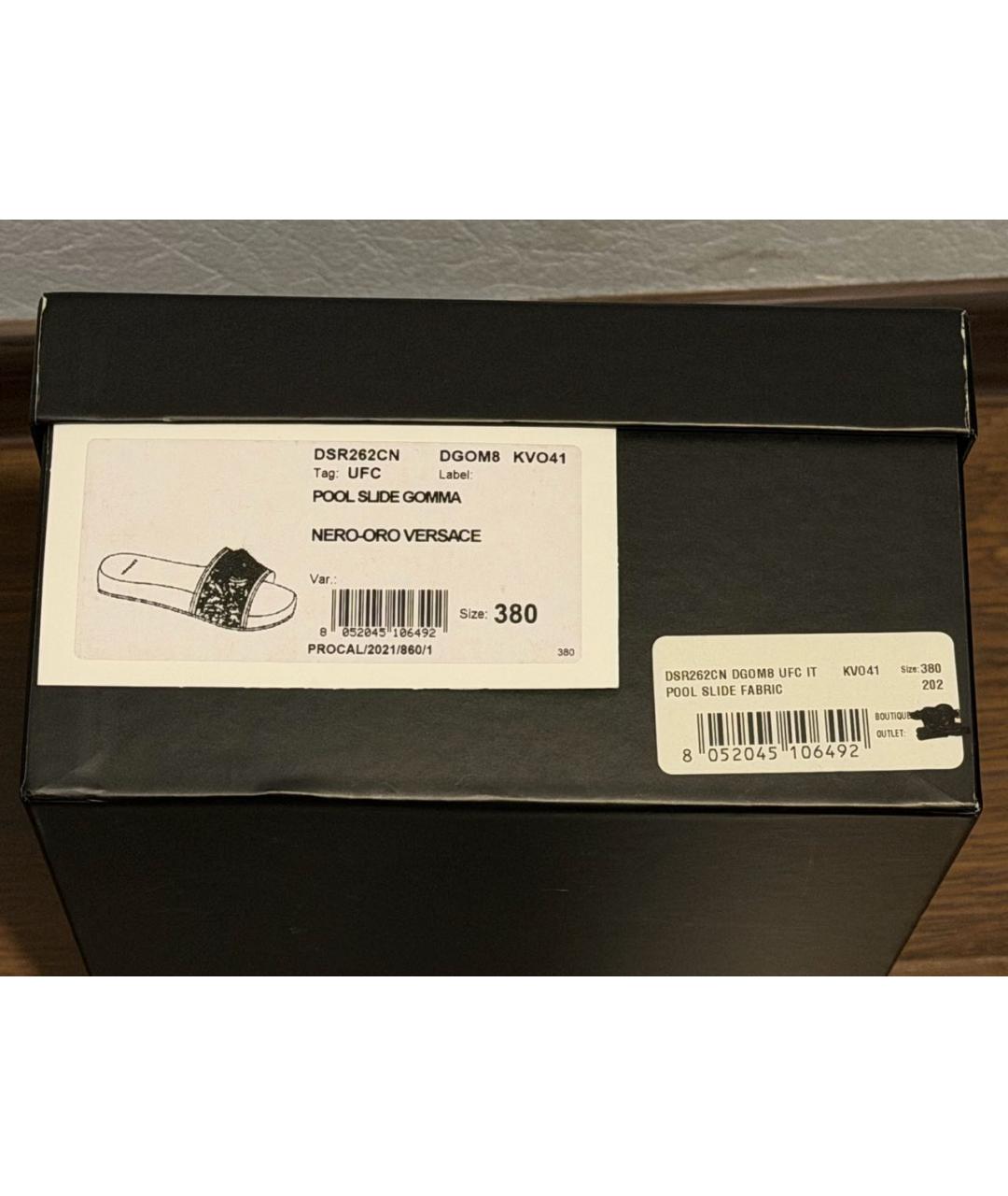 VERSACE Черные резиновые шлепанцы, фото 6