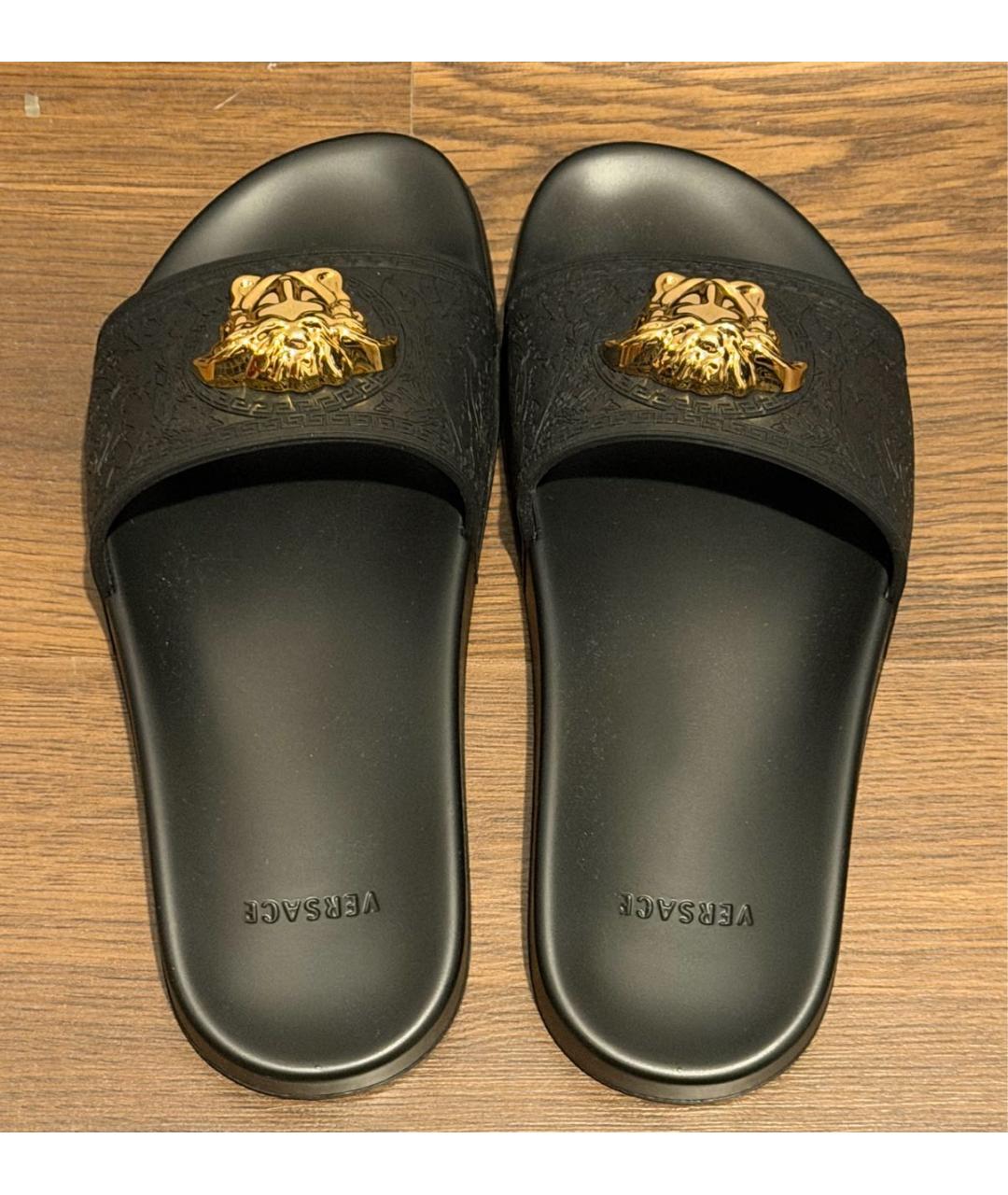 VERSACE Черные резиновые шлепанцы, фото 3