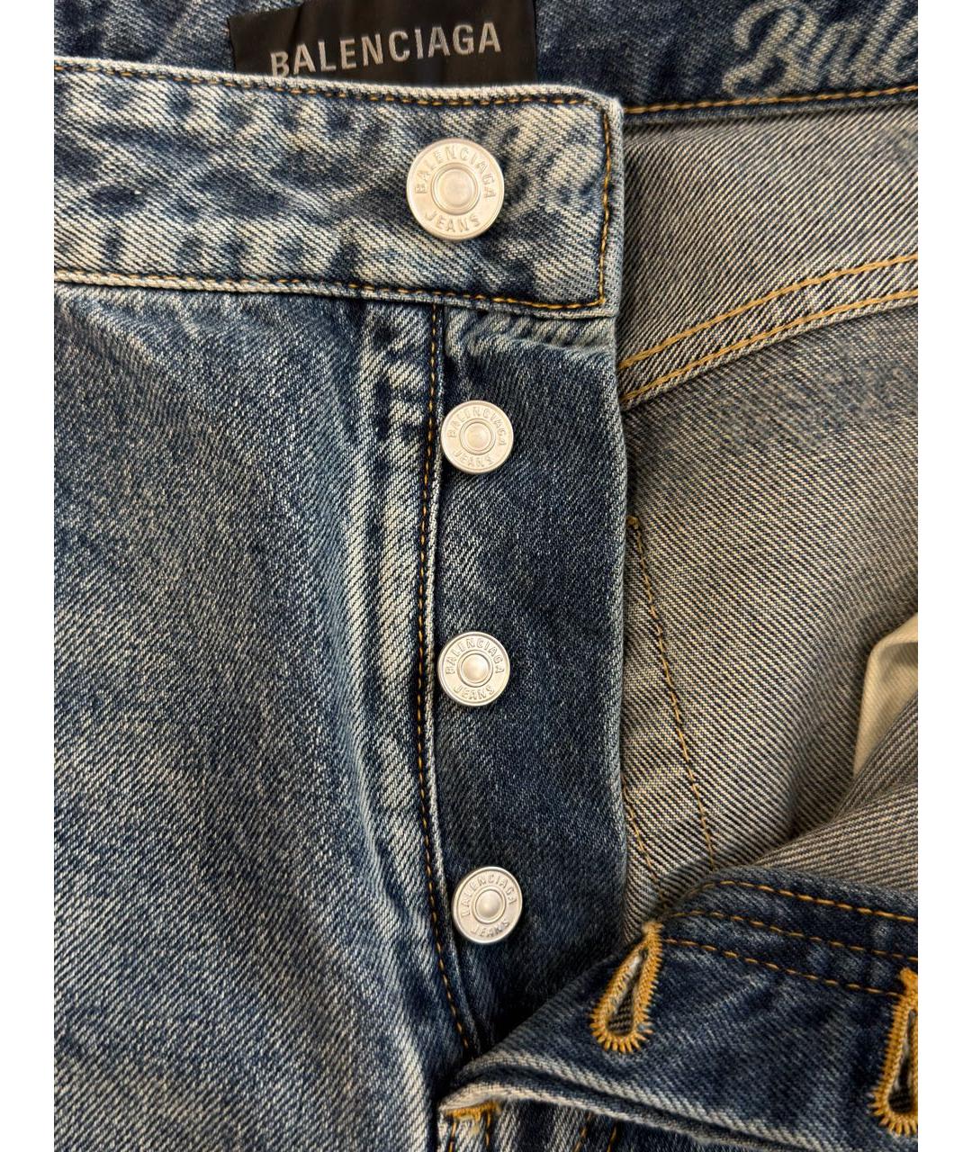 BALENCIAGA Голубые хлопковые прямые джинсы, фото 4
