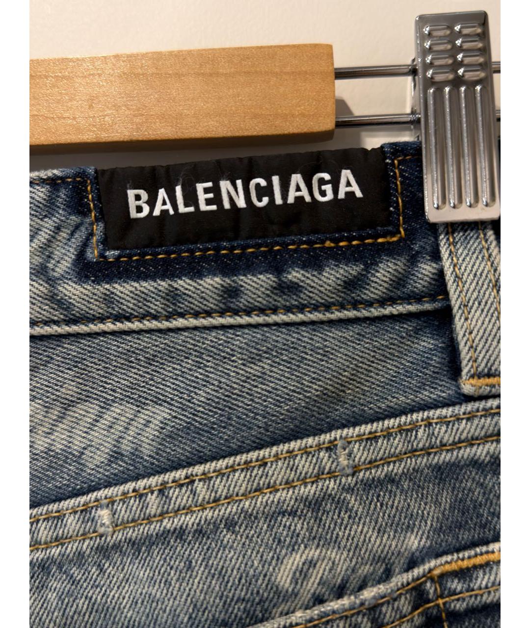 BALENCIAGA Голубые хлопковые прямые джинсы, фото 5